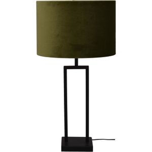 Tafellamp Veneto mat zwart  groot met groene kap