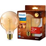 Philips - Vintage LED Dimbare Globe G95 - Amberkleurig Glas - 60W