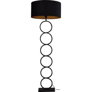 Vloerlamp Capri ringen zwart  h.159cm incl. kap zwart