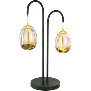 Highlight - Tafellamp Golden Egg 2 lichts H 48 cm amber-zwart
