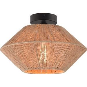 Plafondlamp Bicono zwart naturel kap 35 cm