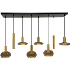 Hanglamp Balvo 8lichts 6x Balvo en 2x Run goud