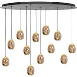 Highlight - Hanglamp Golden Egg ovaal 12 lichts L 140 cm amber-zwart