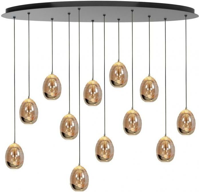 Highlight - Hanglamp Golden Egg ovaal 12 lichts L 140 cm amber-zwart