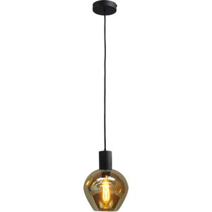 Hanglamp Bounty 1lichts mat zwart met bolvormig glas