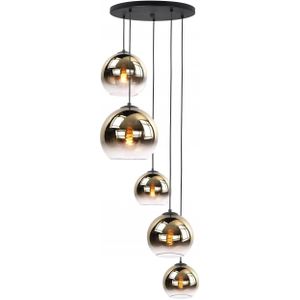 Hanglamp Fantasy Globe goud glas 5-lichts