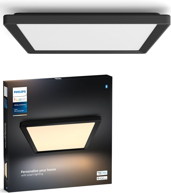 Philips - Hue Tento - Plafondlamp - Zwart - Vierkant 40 cm