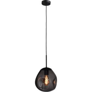 Hanglamp Lava 1-lichts mat zwart met smoke glas
