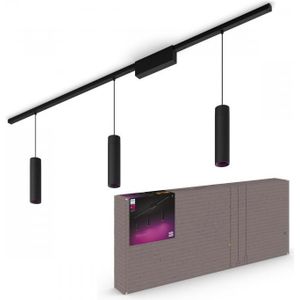 Hue Perifo railverlichting plafond - wit en gekleurd licht - 3 hanglampen - zwart - basisset