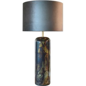 Tafellamp Raku Cilinder round black silver groot