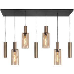 Highlight - Hanglamp Perugia 4+3 lichts L 130 cm zwart amber