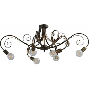 Plafondlamp Curlie zwart/goud gepatineerd 6lichts