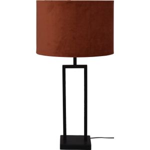 Tafellamp Veneto mat zwart  groot met roestkleur kap