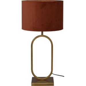 Tafellamp Rico brons ovaal groot  met roestkleur kap