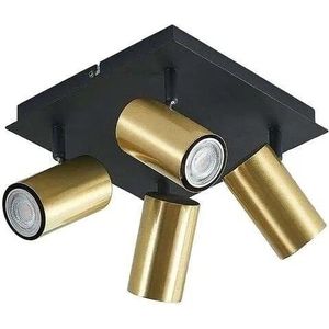 Lindby - Raisan 4 Square Plafondlamp Black/Brass Lindby