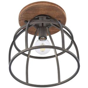 Lindby - Rutger Round Plafondlamp Wood/Black