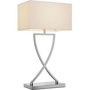 Lucande - Tafellamp - 1licht - metaal, stof - H: 66 cm - E27 - chroom, wit