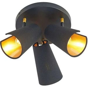 Lindby - Zylindro 3 Plafondlamp Black/Gold Lindby
