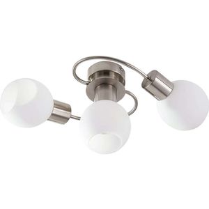 Lindby - Plafondlampen - 3 lichts - glas, metaal - H: 17.5 cm - E14 - wit, gesatineerd nikkel
