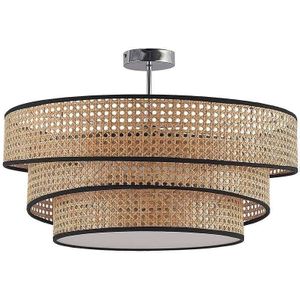 Lucande - plafondlamp - 3 lichts - ijzer, bamboe - H: 24 cm - E27 - licht hout, chroom