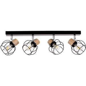 Envostar - Fence 4 Plafondlamp Black/Chrome/Wood Envostar