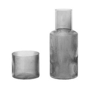 ferm LIVING - Ripple Small Carafe Set Smoked Grey