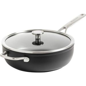 KitchenAid Hard aluminium hapjespan met deksel ø28cm - zwart - inductie - anti-aanbak