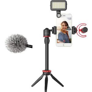 Boya Smartphone Vlog Kit BY-VG350 met BY-MM1+ microfoon, LED-lamp, statief en telefoonhouder