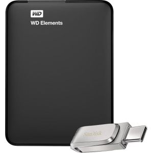 WD Elements Portable 1TB + SanDisk Ultra Dual Drive 3.1 Luxe 128GB