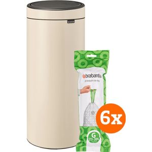 Brabantia Touch Bin 30 Liter Soft Beige + Vuilniszakken (120)