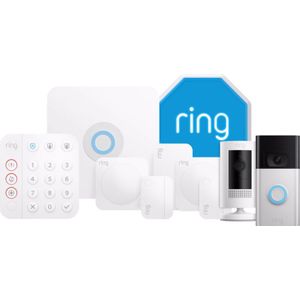 Ring Alarmsysteem met 4 sensoren + Stick Up Cam Wit + Video Doorbell + Sirene