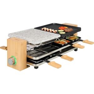 Princess 162635 raclette 8 persoon/personen 1300 W Zwart, Grijs, Hout