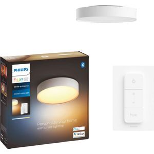 Philips Hue Enrave Plafondlamp - Warm Tot Koelwit Licht - Wit - 26cm - 1 Dimmer Switch Tot Koudwit