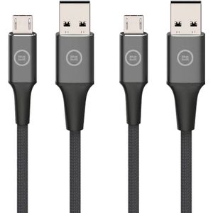 BlueBuilt Usb A naar Micro Usb Kabel 3m Nylon Zwart Duo Pack