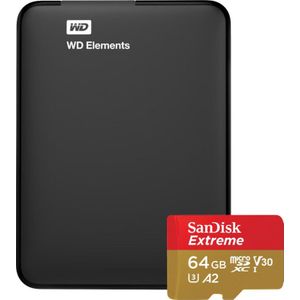WD Elements Portable 1TB + SanDisk MicroSDXC Extreme 64GB