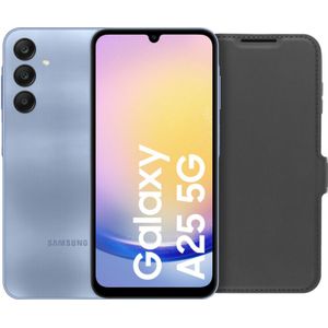 Samsung Galaxy A25 128GB Blauw 5G + BlueBuilt Book Case Zwart