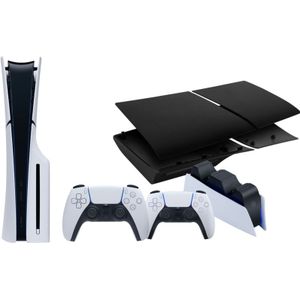 PlayStation 5 Slim Disc Edition + Covers Zwart + Extra Controller Wit + Oplaadstation