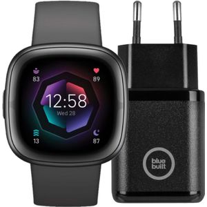 Fitbit Sense 2 Zwart + BlueBuilt Oplader