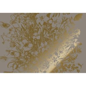 Gold gravierte Blumentapete grau MW-142 400x280cm