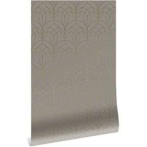 Goldene Linien Tapete 100x280cm taupe / gold MW-085