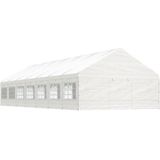 vidaXL Prieel met dak 15,61x5,88x3,75 m polyetheen wit