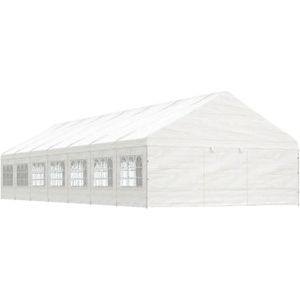 vidaXL Prieel met dak 15,61x5,88x3,75 m polyetheen wit