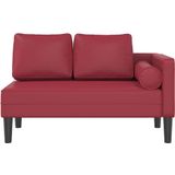 vidaXL - Chaise - longue - met - kussens - kunstleer - wijnrood