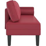 vidaXL - Chaise - longue - met - kussens - kunstleer - wijnrood