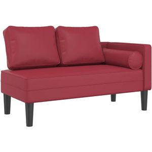 vidaXL Chaise longue met kussens kunstleer wijnrood