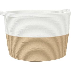 vidaXL-Wasmand-Ø-60x36-cm-katoen-beige-en-wit