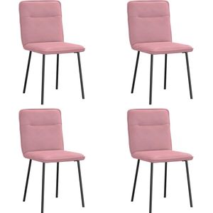 vidaXL Eetkamerstoelen 4 st fluweel roze