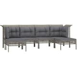 vidaXL - 6-delige - Loungeset - met - kussens - poly - rattan - grijs