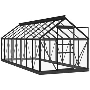 VidaXL Kweekkas 155x395,5x191 cm Aluminium en Glas Antraciet