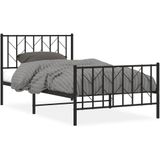 vidaXL Bedframe met hoofd- en voeteneinde metaal zwart 100x200 cm